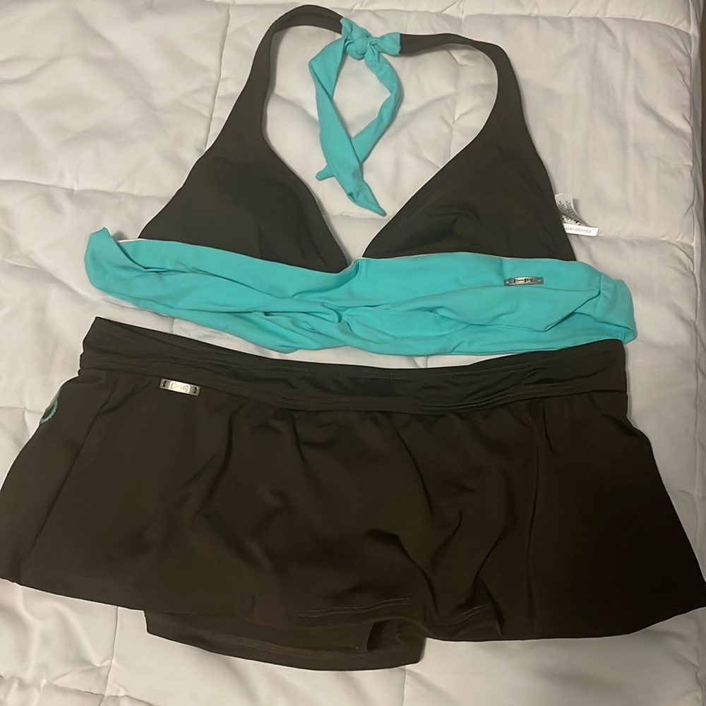 Speedo 2-piece bikini swimsuit set brown/teal